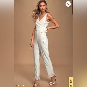 NWT Lulus Like It Like That White Sleeveless Surplice Jumpsuit